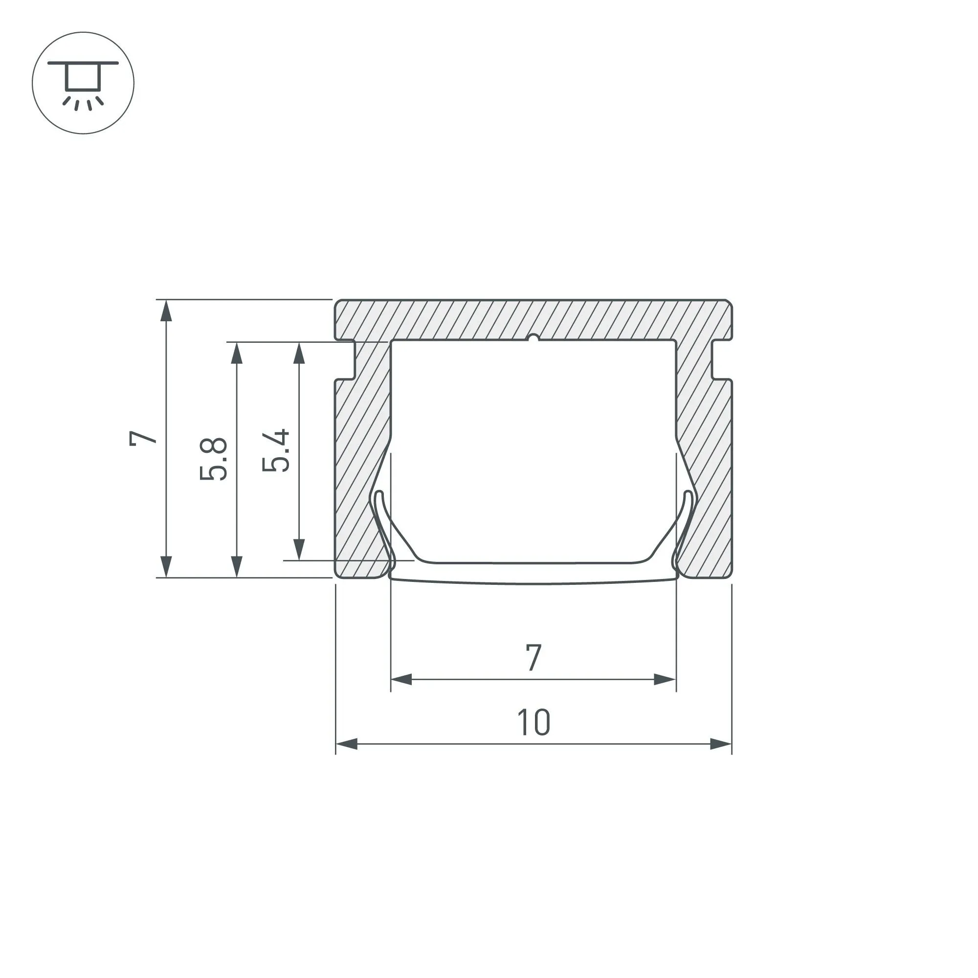 Профиль PIK-1007-2000 ANOD (Arlight, Алюминий) купить, цена 613.80 руб. за  метр